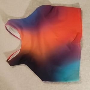 EUC Athleta crop top rainbow tie dye look sports bra S